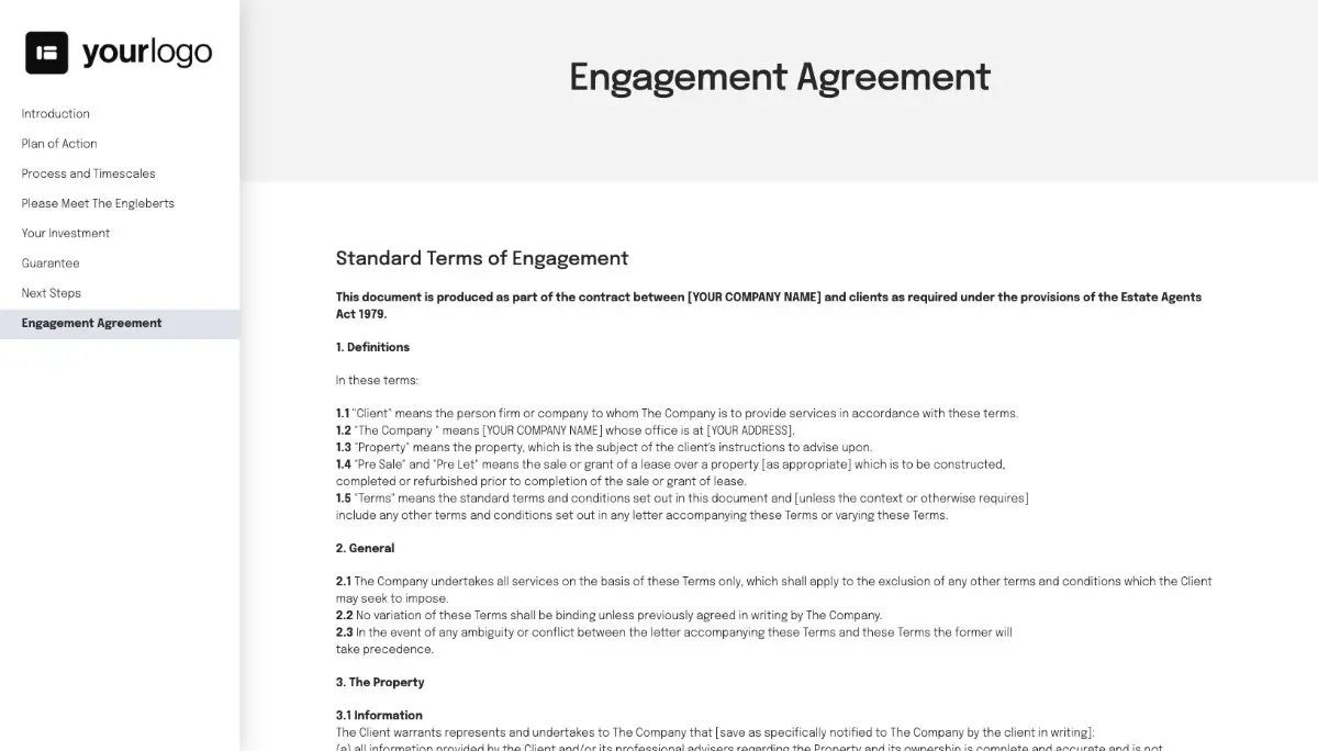 Estate Agent Proposal Template - Pre-written contract