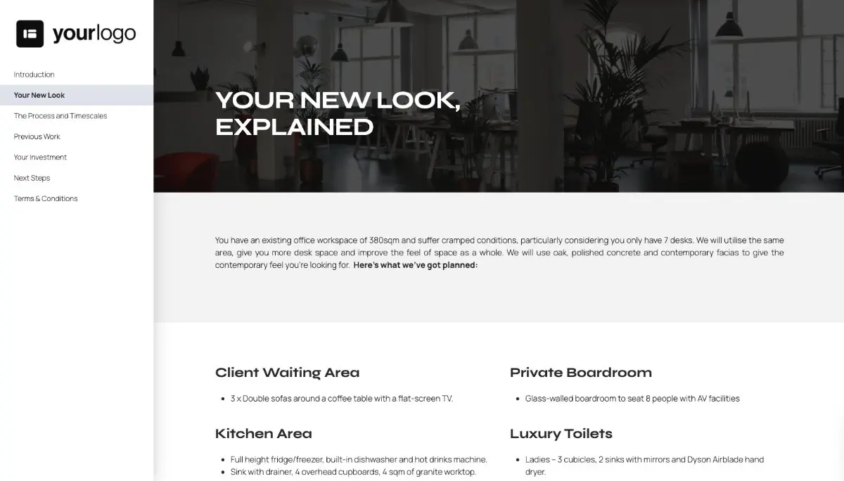 Interior Design Proposal Template - Pre-written services section