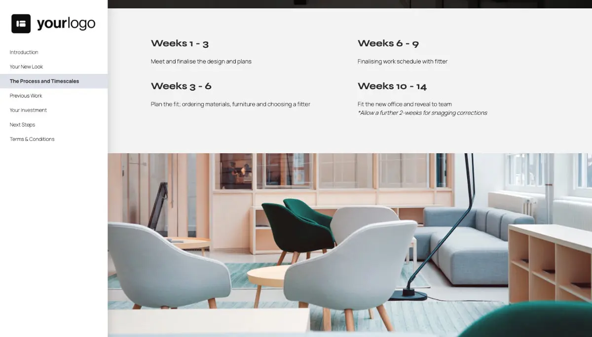 Interior Design Proposal Template - Process and timescales