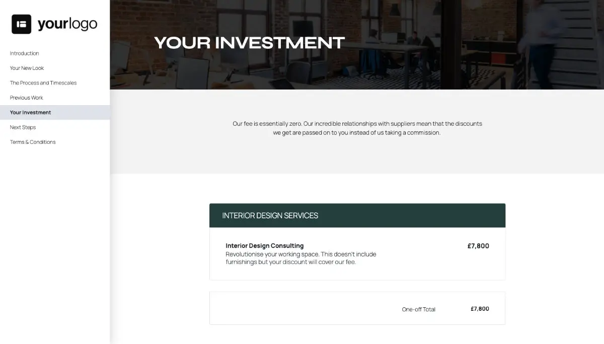 Interior Design Proposal Template - Pricing