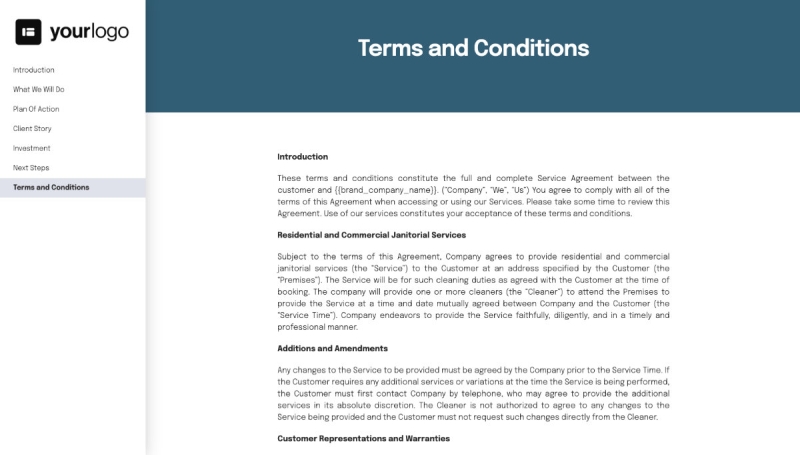 Janitorial Proposal Template - Pre-written contract