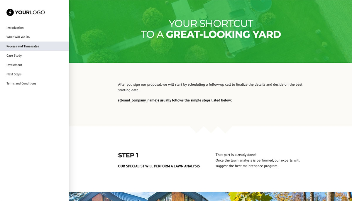 Lawn Maintenance Proposal Template - Processes and timelines
