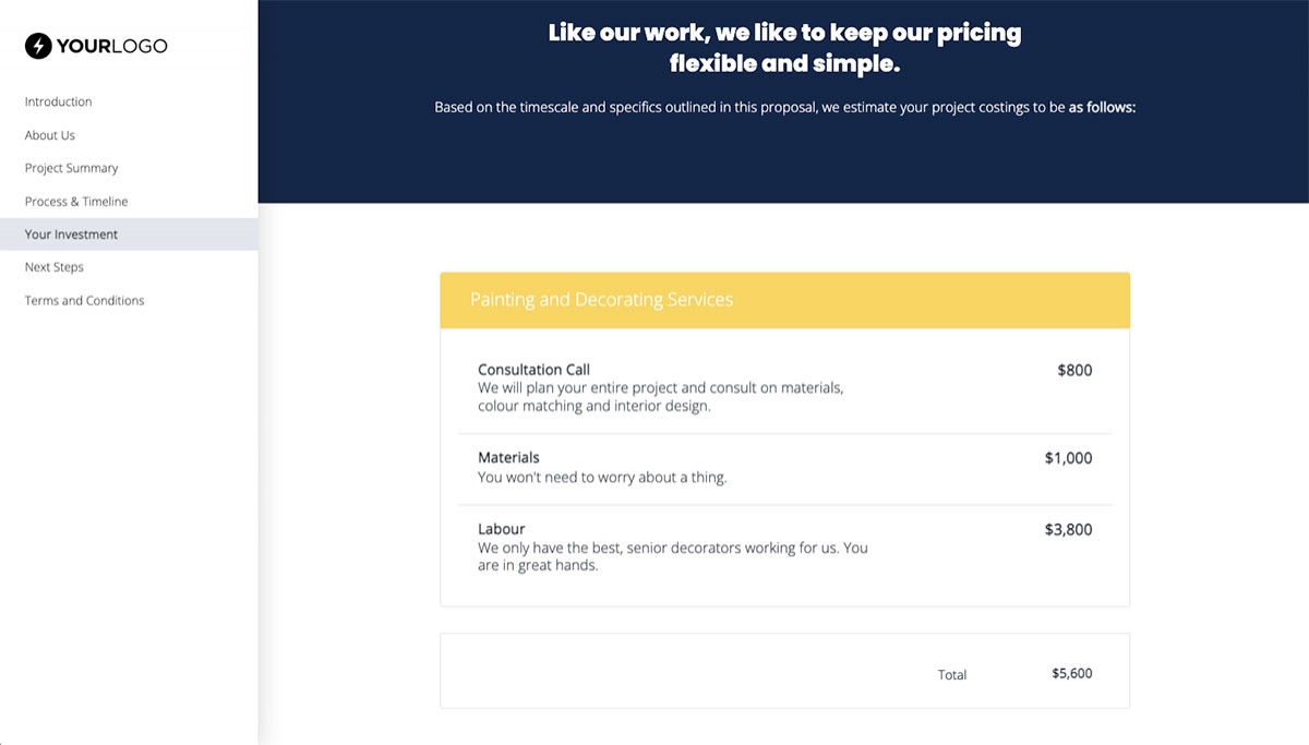 Painting Proposal Template - Pricing