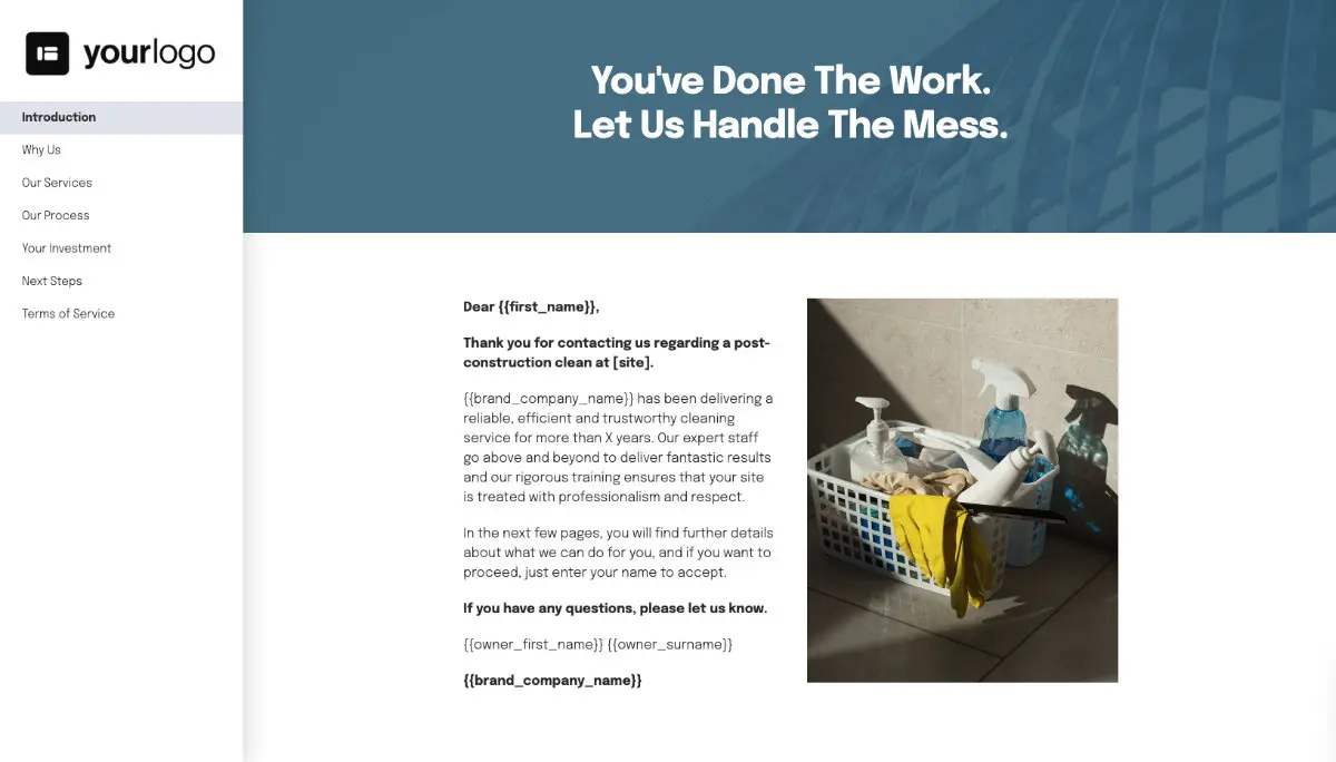Post Construction Cleaning Proposal Template Slide 2