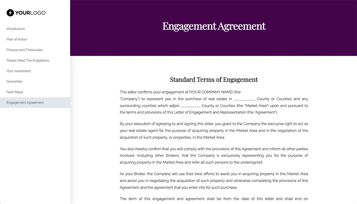 Real Estate Proposal Template - Pre-written contract