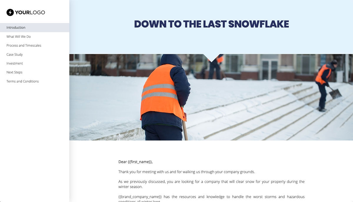 Snow Removal Proposal Template - Pre-written introduction section