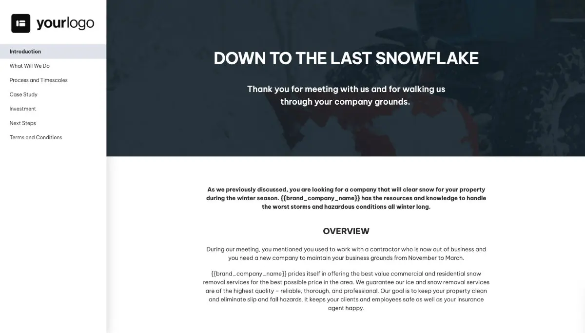 Snow Removal Proposal Template - Pre-written introduction section