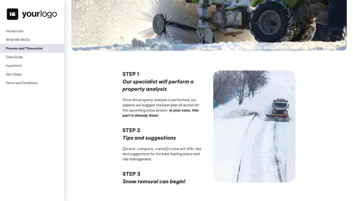 Snow Removal Proposal Template - Processes and timelines