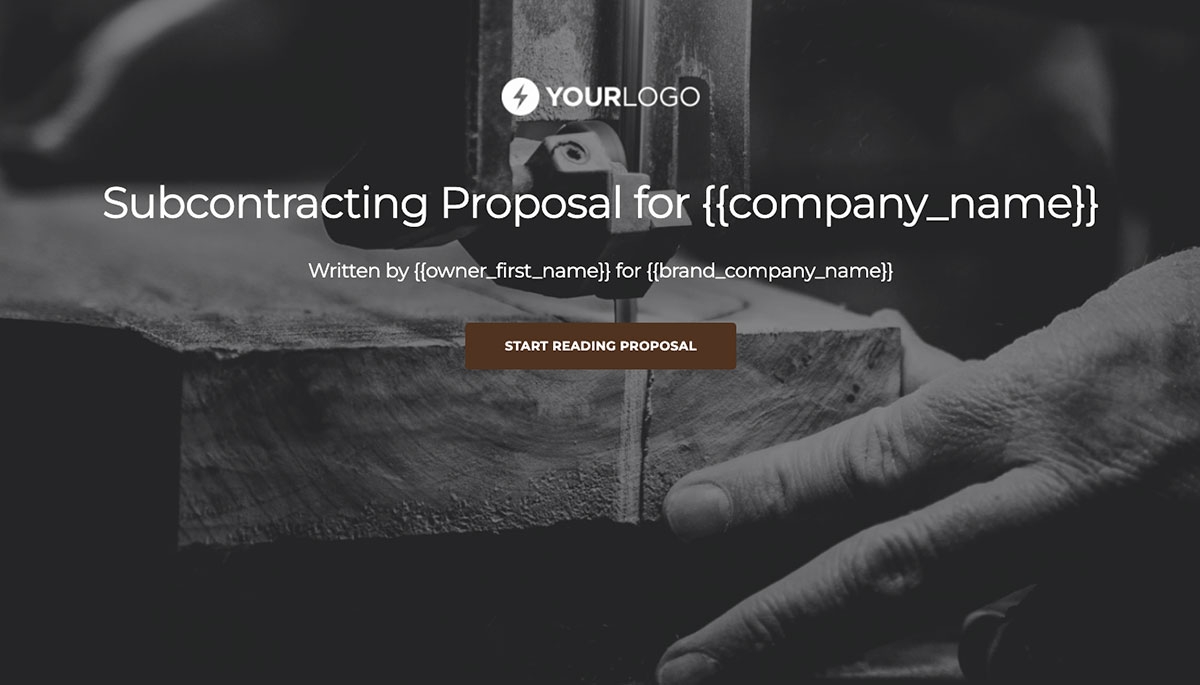 Subcontractor Proposal Template - Visually stunning cover