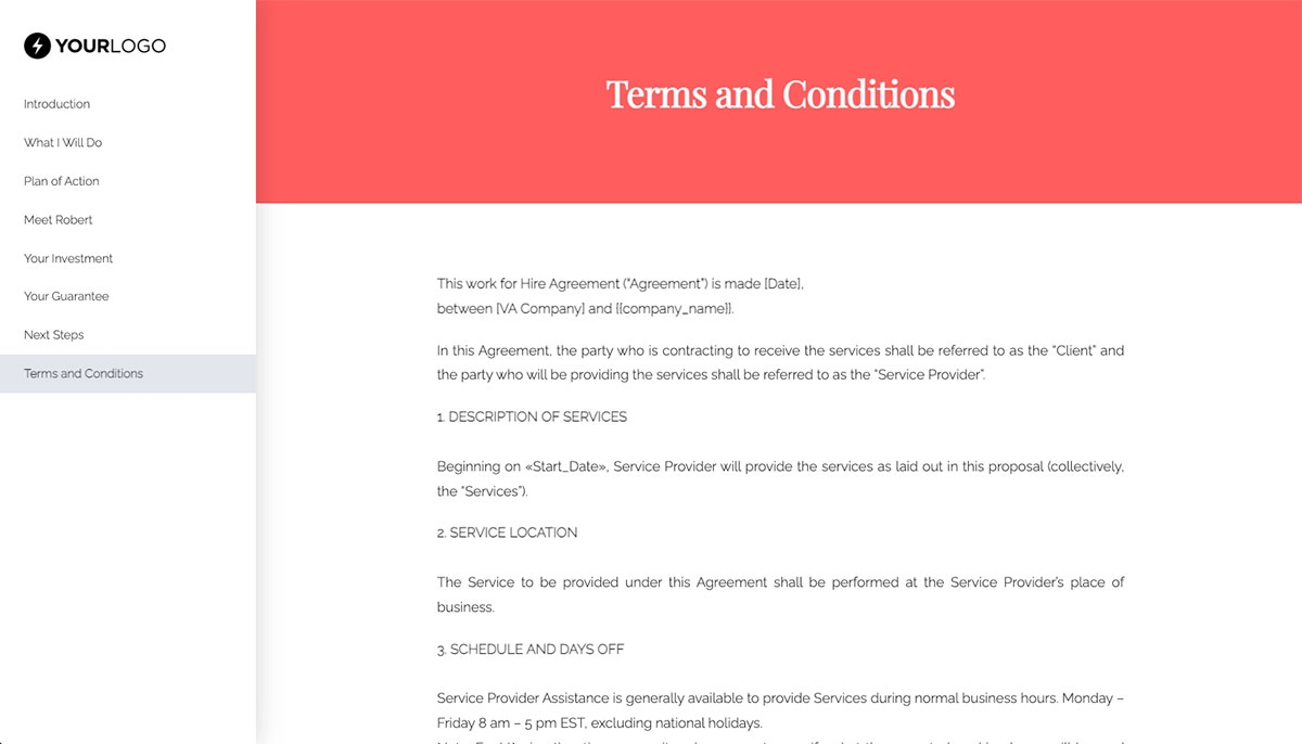 Archive: Virtual Assistant Proposal Template - Pre-written contract