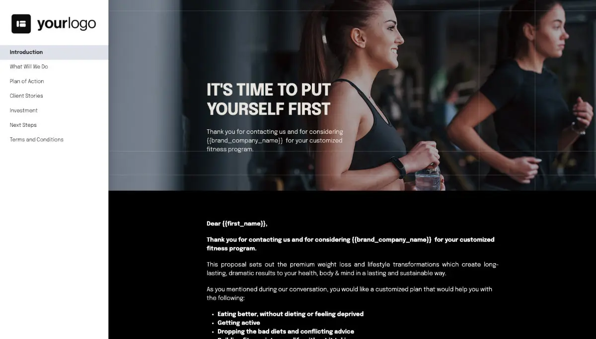 Fitness Proposal Template Slide 2