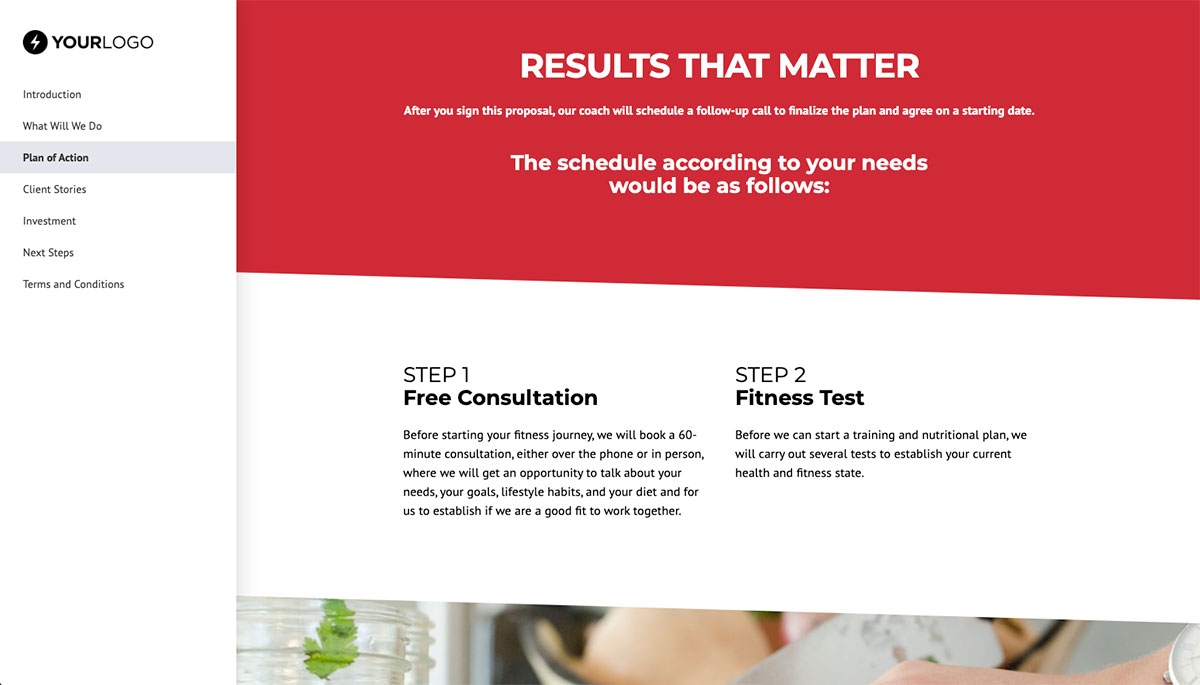 Fitness Proposal Template - Processes and timelines