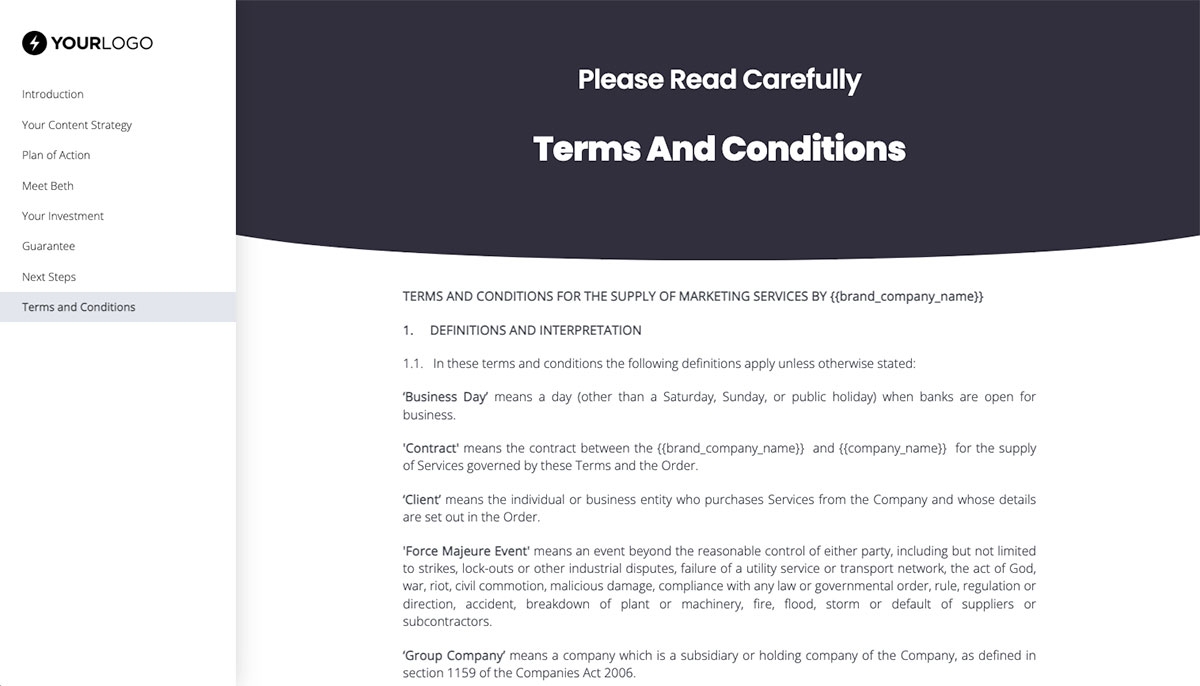 Content Marketing Proposal Template - Pre-written contract