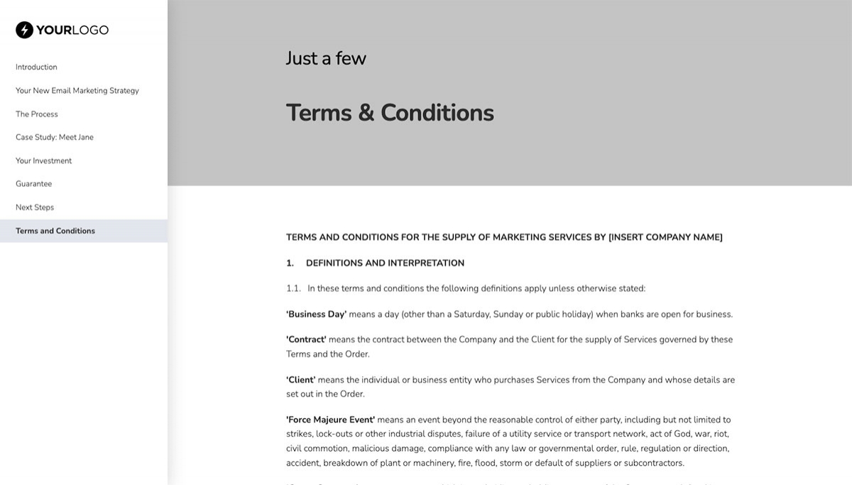 Email Marketing Proposal Template - Pre-written contract