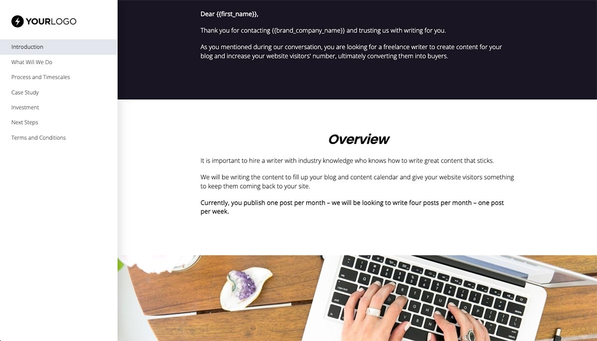 Freelance Writing Proposal Template - Pre-written introduction section