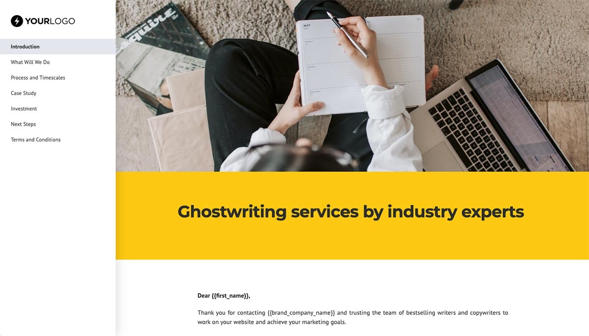 Ghostwriting Proposal Template Slide 2