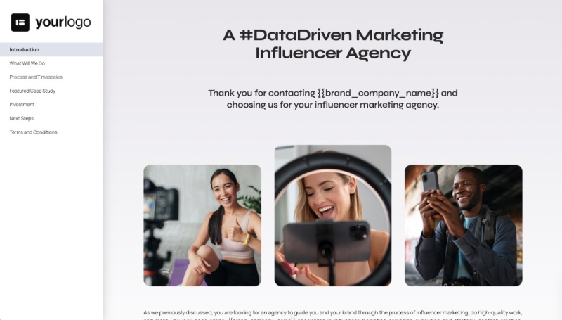 Influencer Proposal Template Slide 2