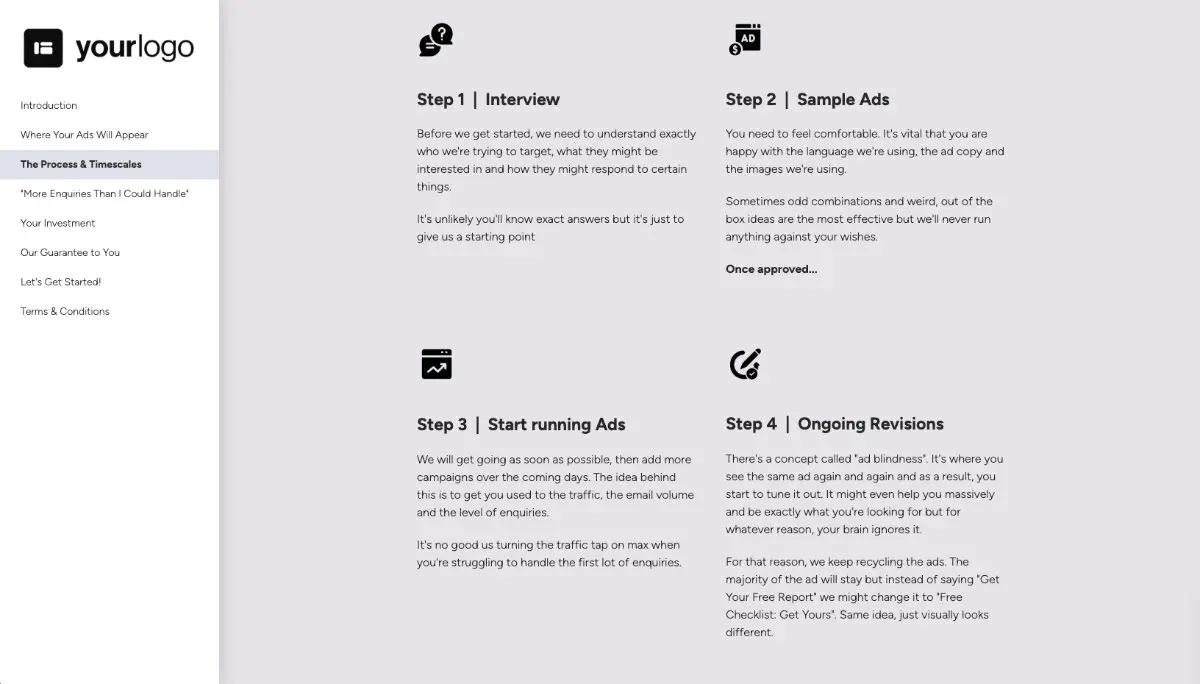 Marketing Services Proposal Template - Process and timescales