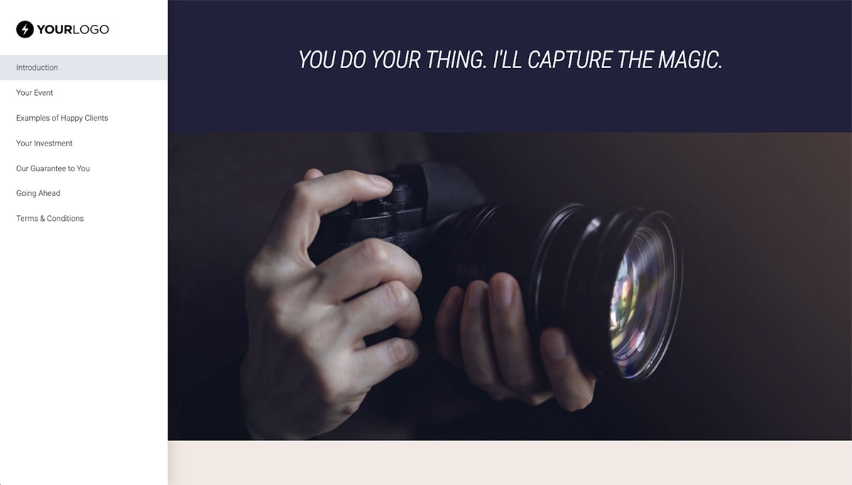 Photography Proposal Template - Pre-written services section
