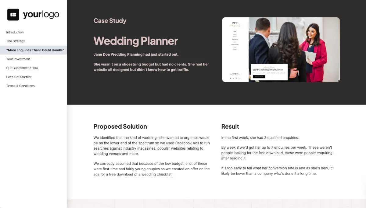 SEO Proposal Template - A case study as social proof