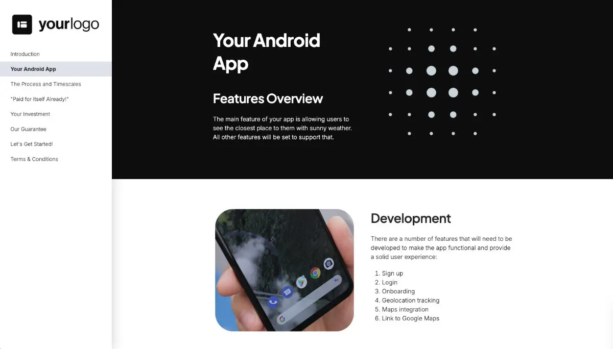 Android Mobile App Development Proposal Template - Pre-written services section