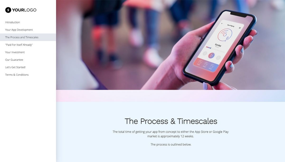 App Development Proposal Template - Process and timescales