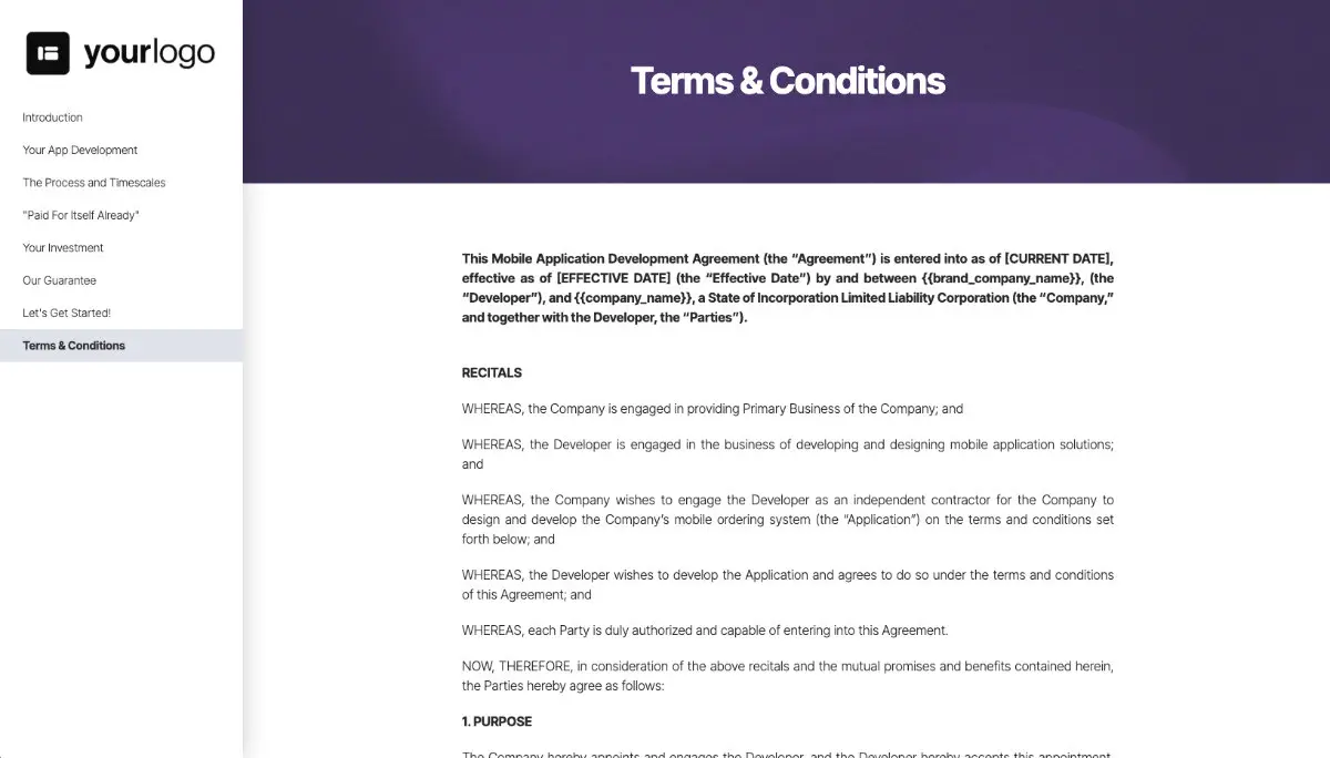App Development Proposal Template - Pre-written contract