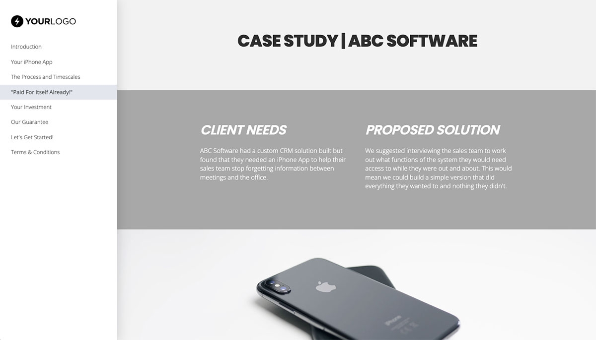 iPhone Mobile App Development Proposal Template - Case study example