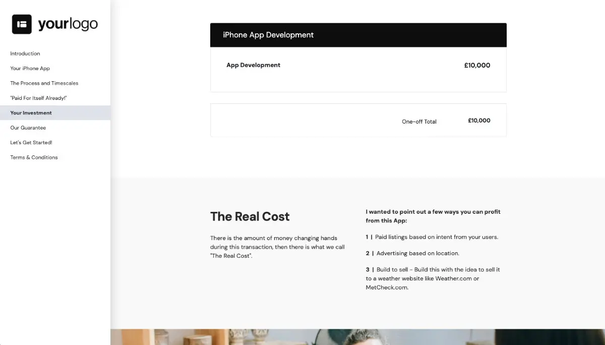 iPhone Mobile App Development Proposal Template - Pricing