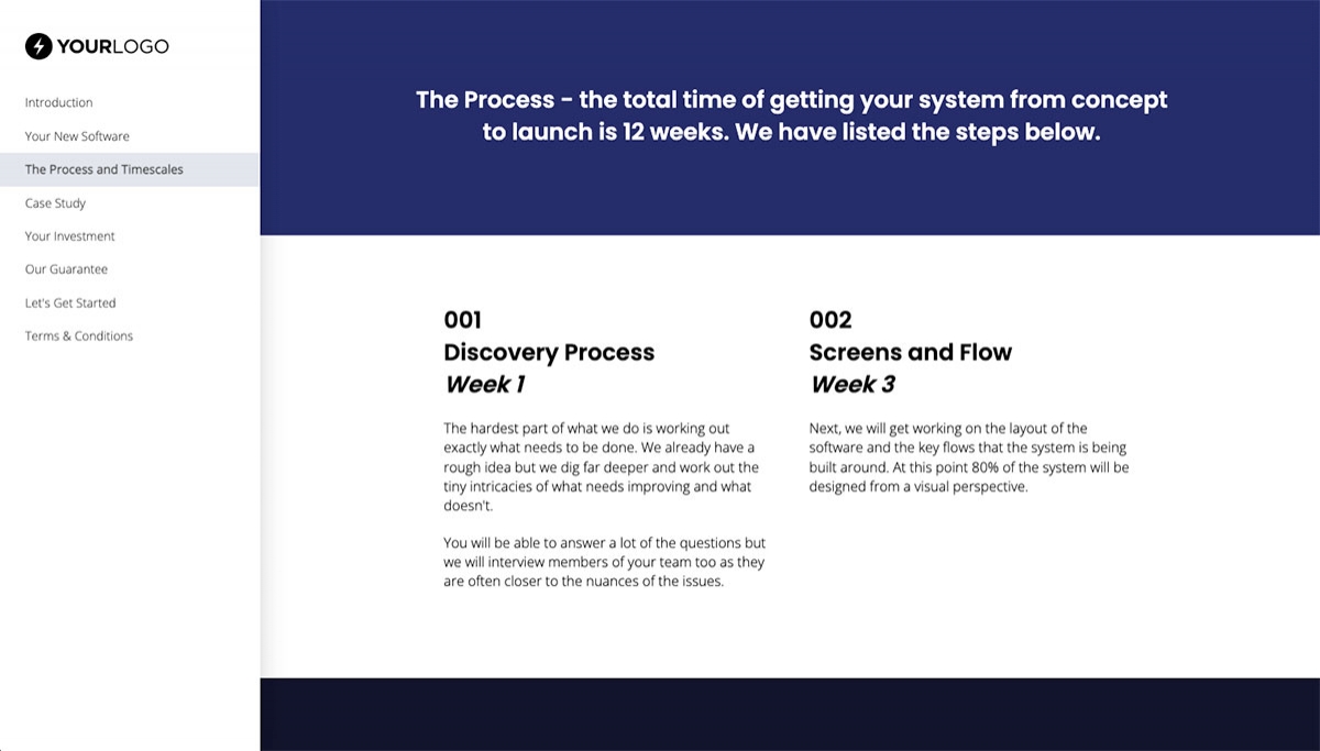 Software Development Proposal Template - Process and timescales