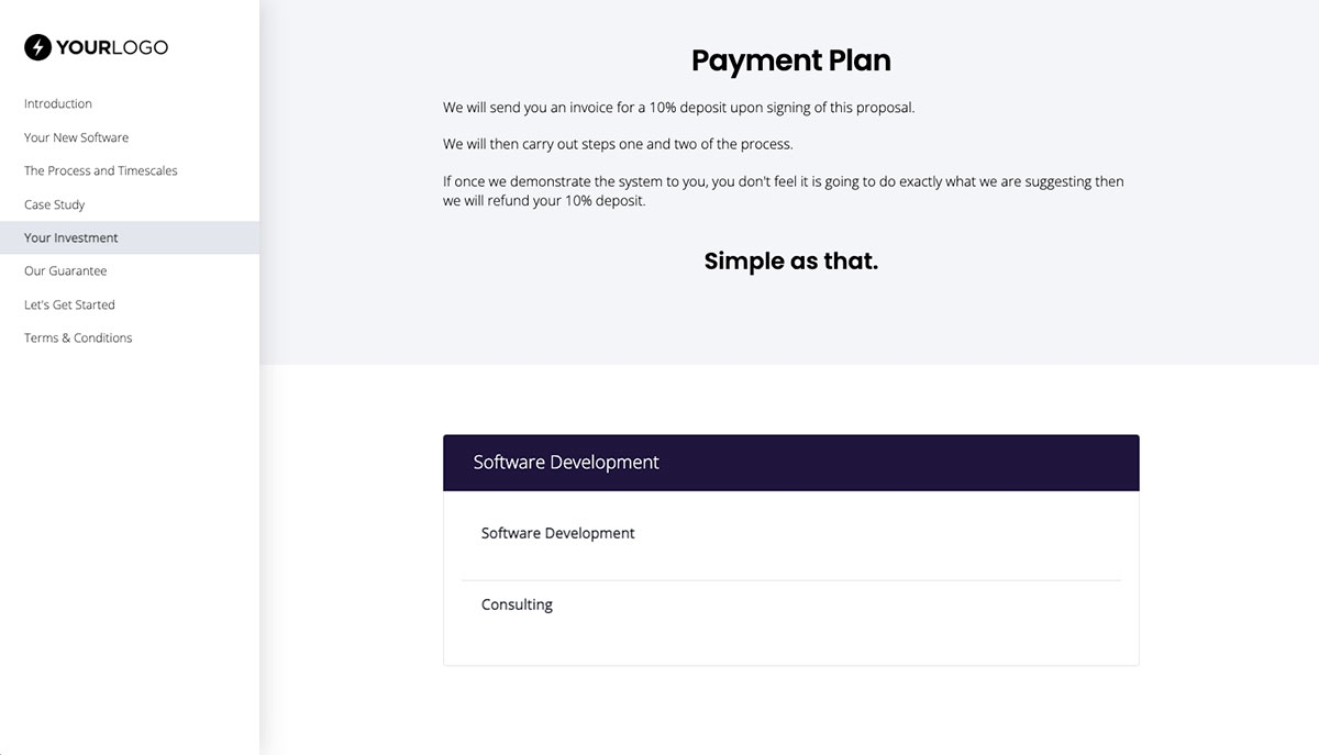 Software Development Proposal Template - Pricing