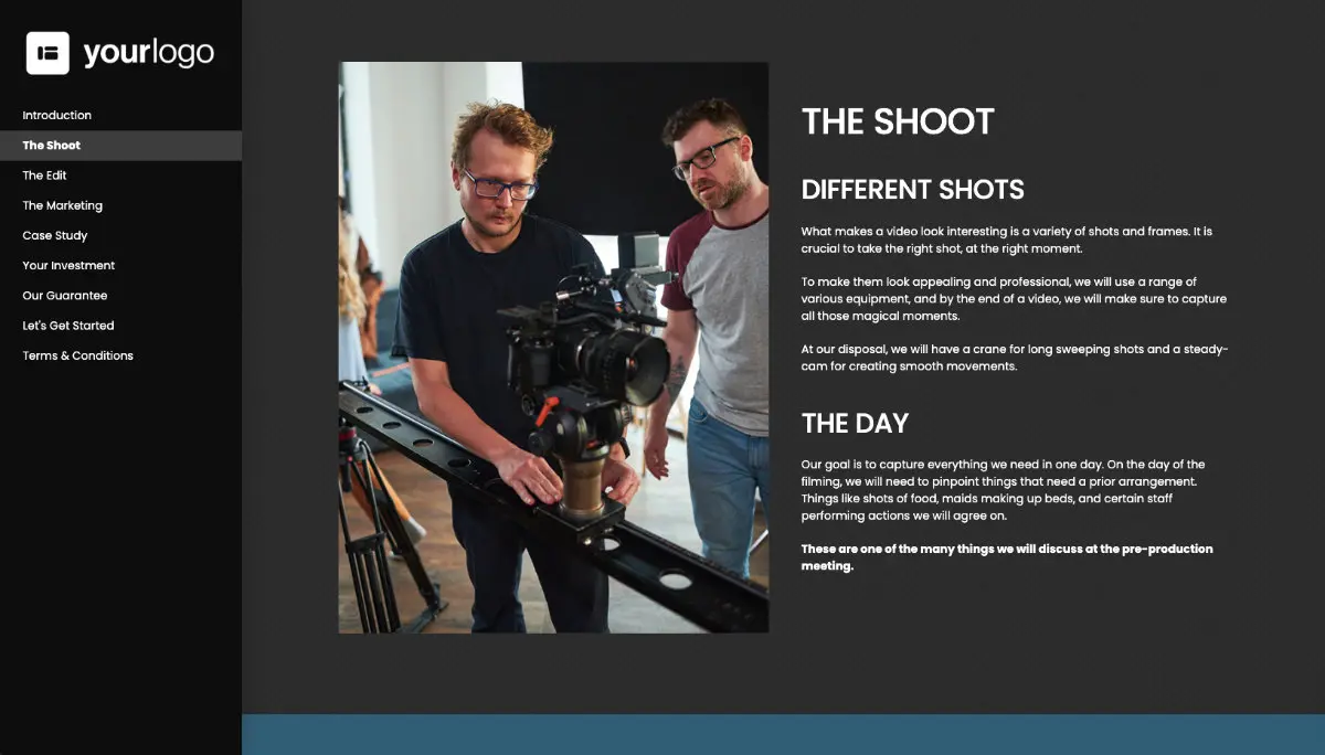 Video Production Proposal Template - Pre-written services section