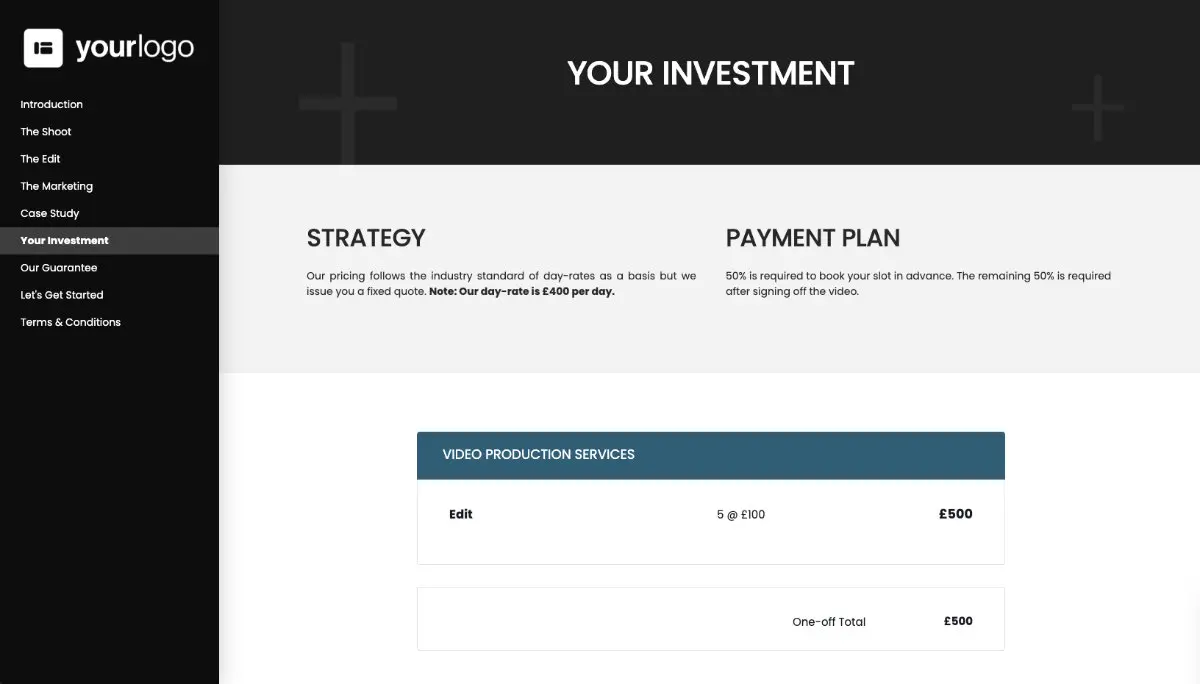 Video Production Proposal Template - Pricing