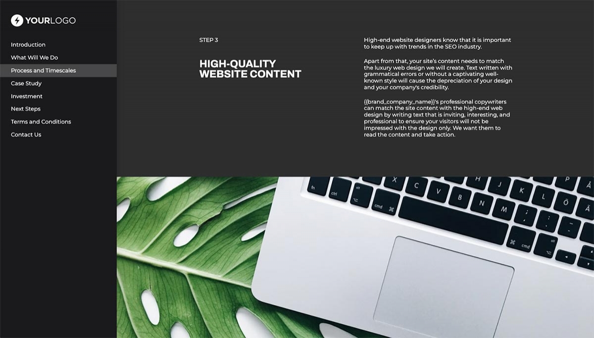 High-end Web Design Proposal Template - Processes and timescales