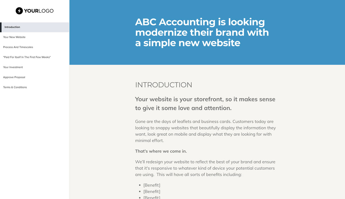 Free Website Proposal Template from betterproposals.io