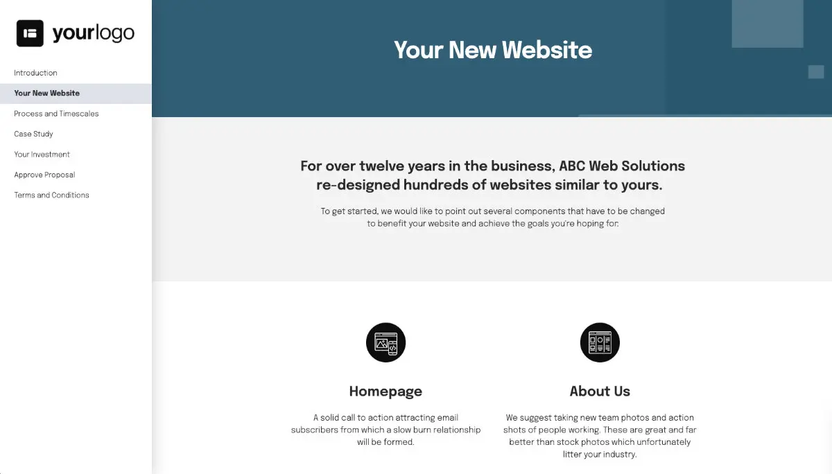 Simple Web Design Proposal Template - Pre-written services section