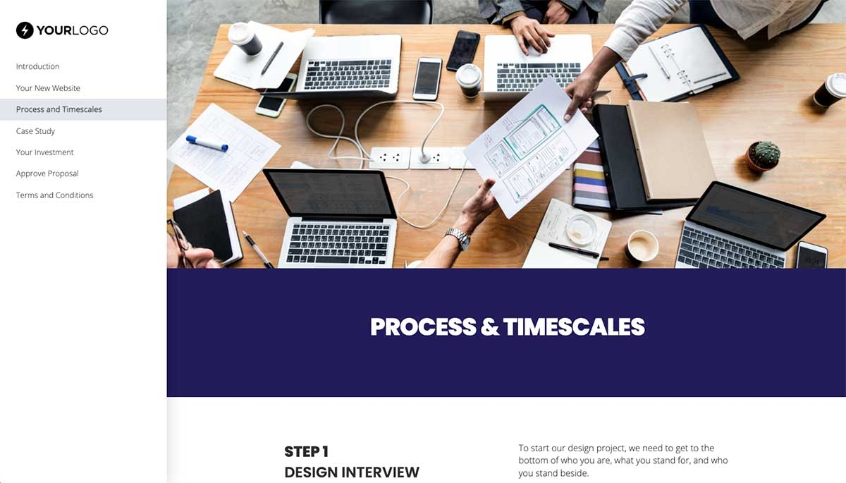 Simple Web Design Proposal Template - Process and timescales