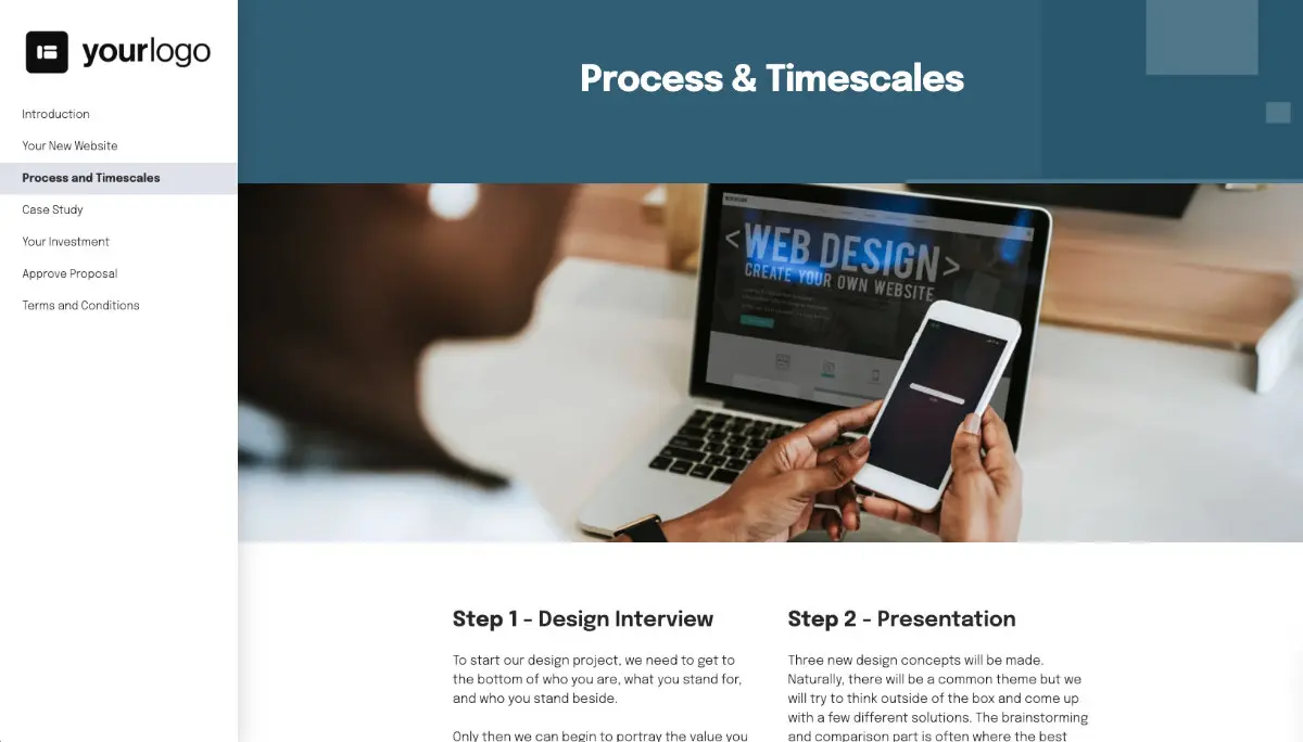 Simple Web Design Proposal Template - Process and timescales