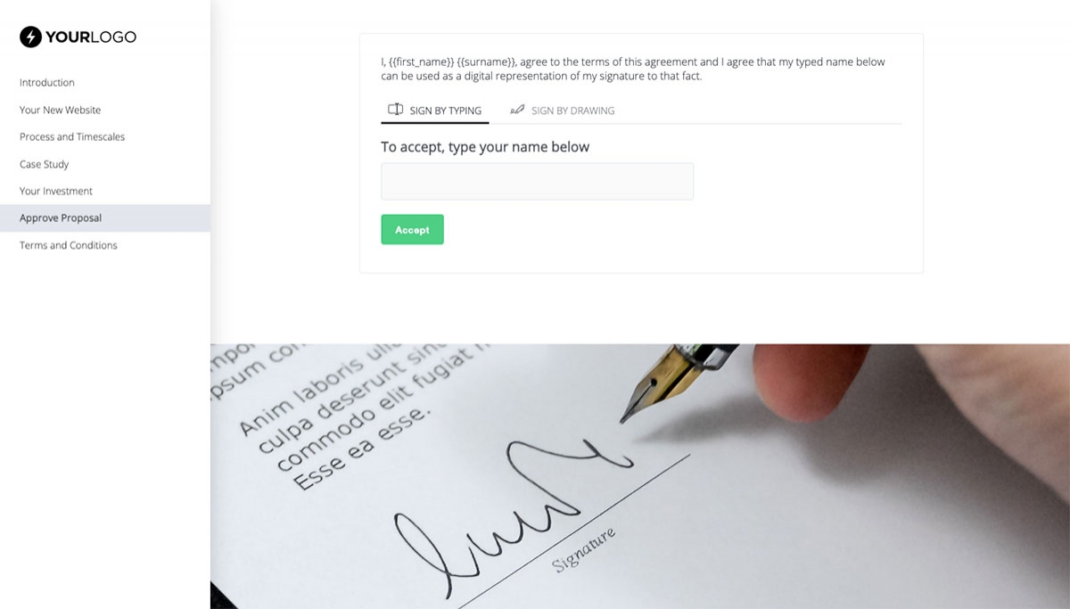 Simple Web Design Proposal Template - Next steps with digital signing