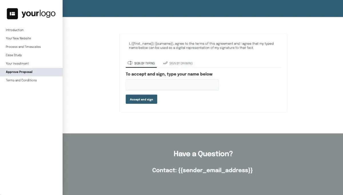 Simple Web Design Proposal Template - Next steps with digital signing
