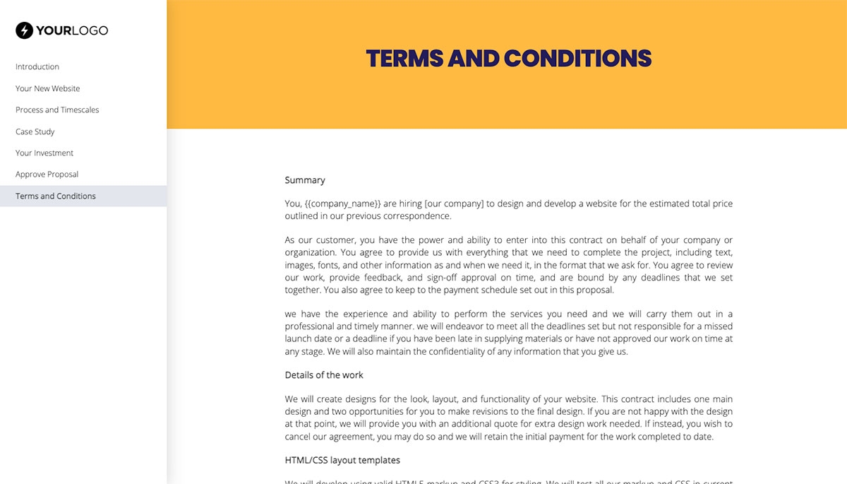 Simple Web Design Proposal Template - Pre-written contract