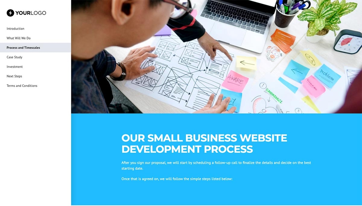 Small Business Web Design Proposal Template - Processes and timescales