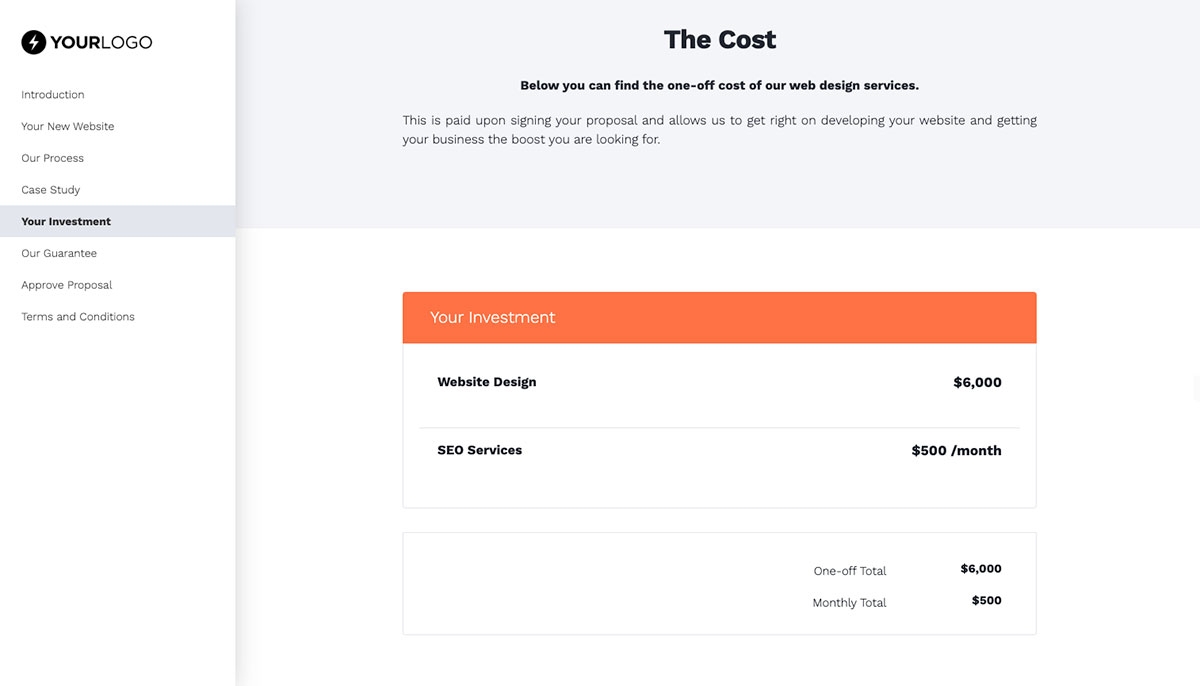 Website Design Proposal Template - Pricing