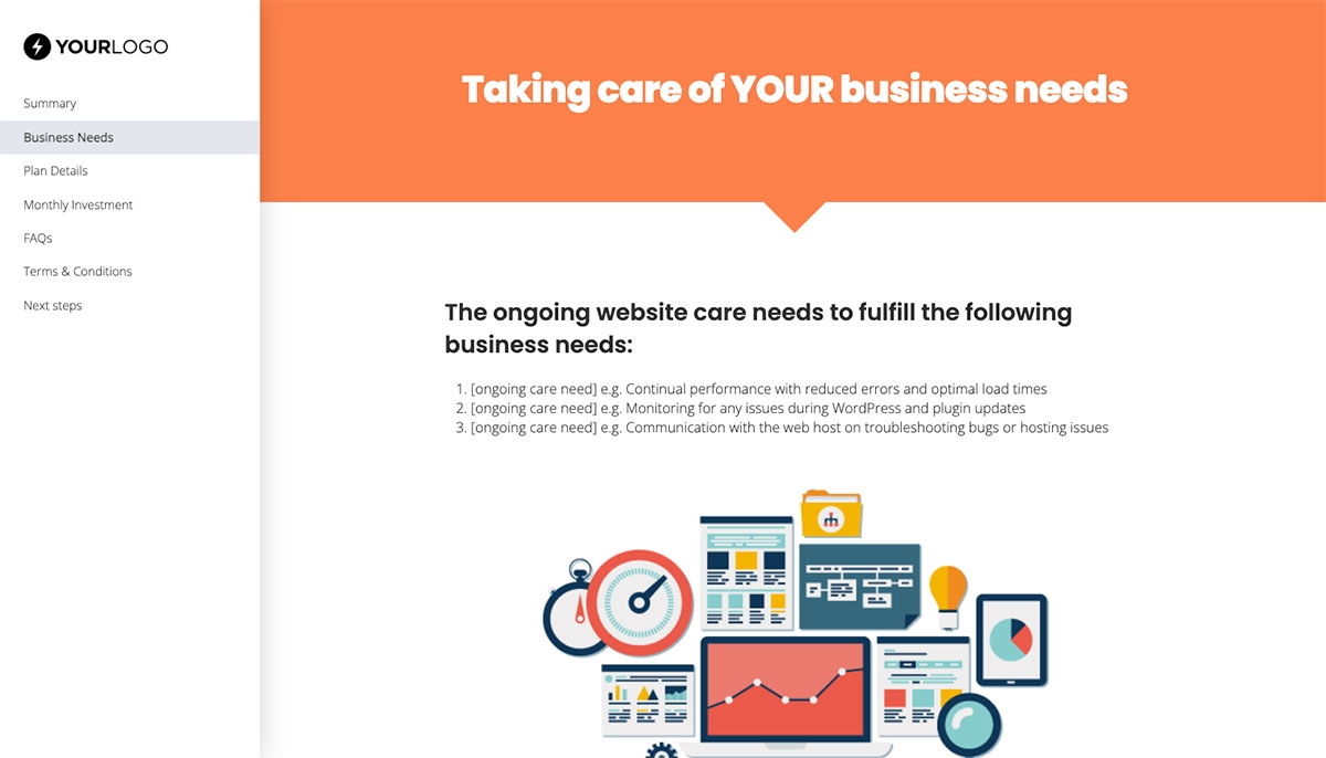 Website Support and Maintenance Proposal Template - Case study example