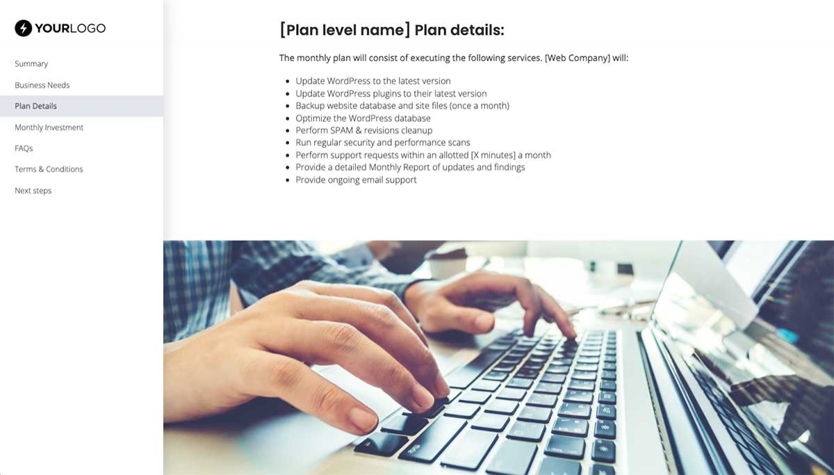 Website Support and Maintenance Proposal Template - Process and timescales