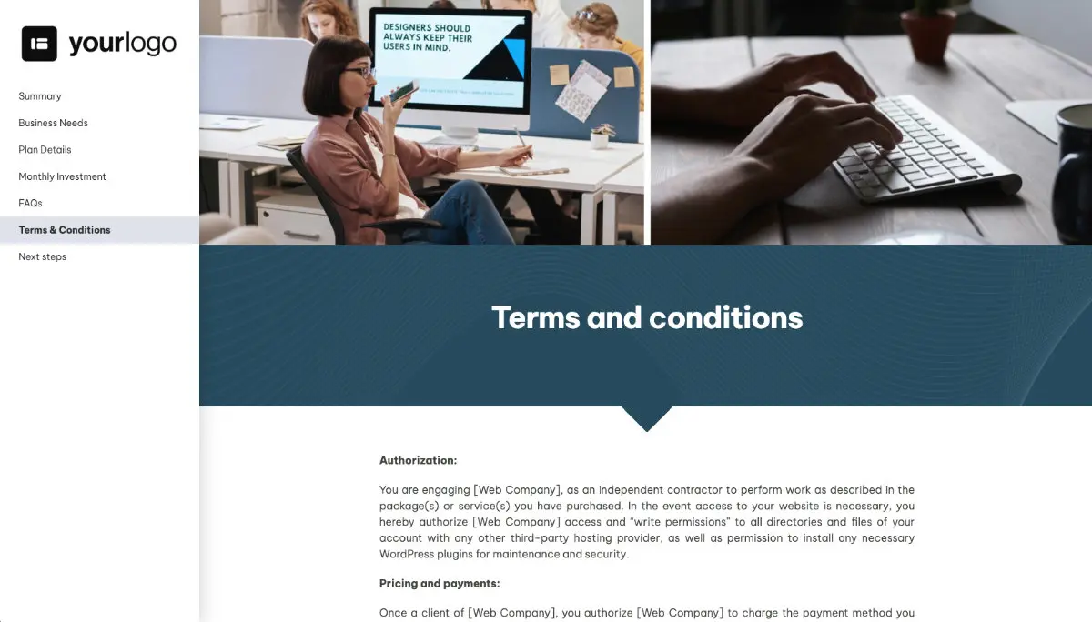 Website Support and Maintenance Proposal Template - Pre-written contract