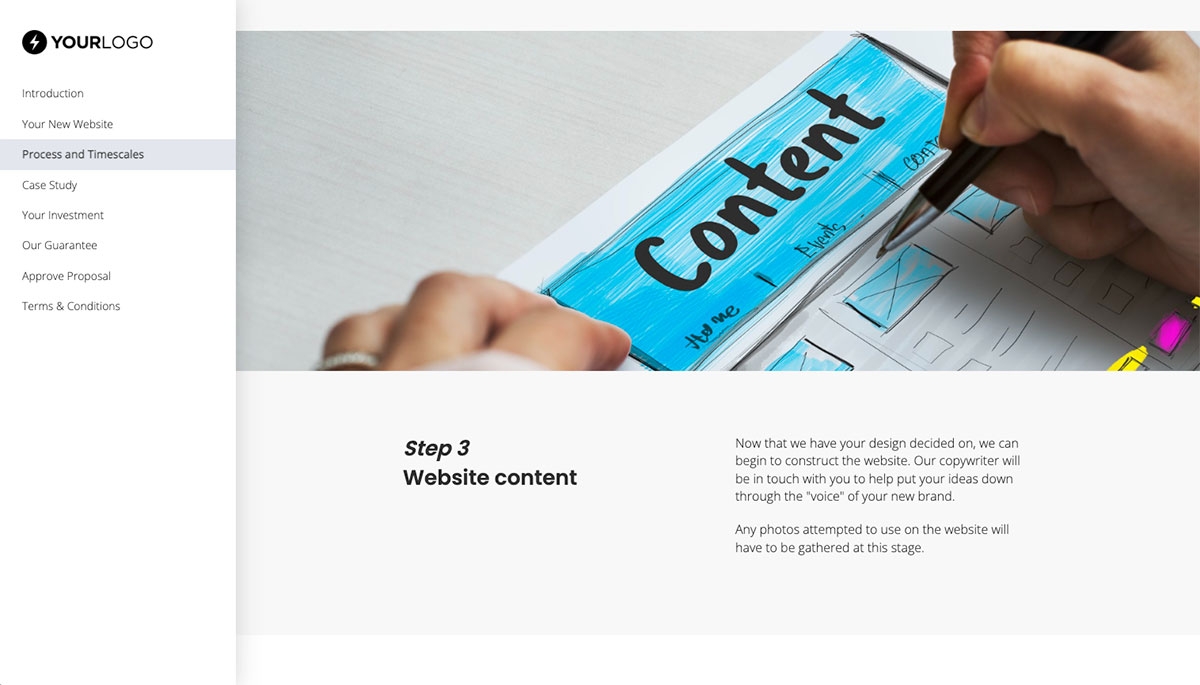 WordPress Web Design Proposal Template - Process and timescales