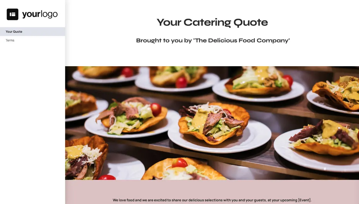 Catering Quote Template - Cover Letter