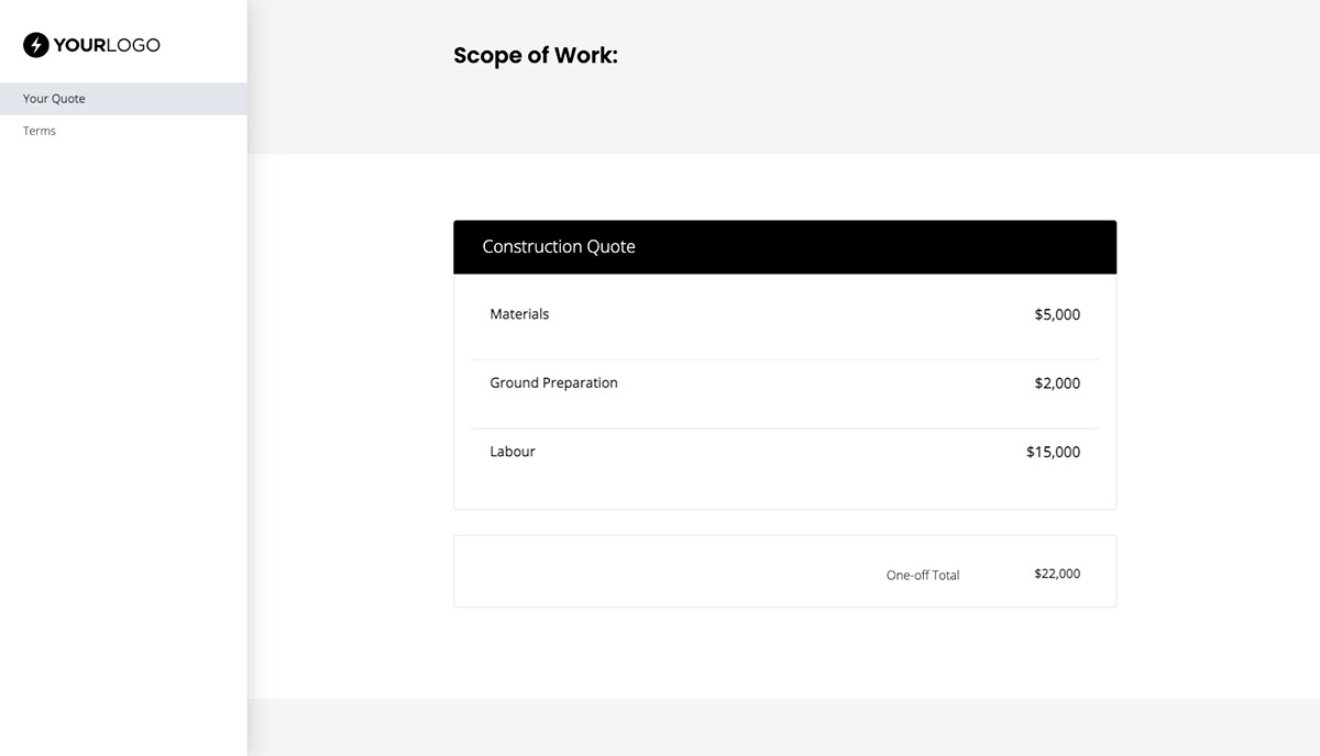 Construction Quote Template - Pricing