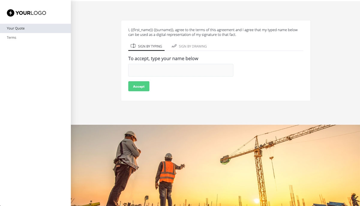 Construction Quote Template - Next Steps with Digital Signing